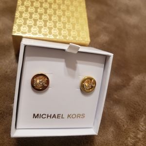 Michael kors gold earrings studs mk logo